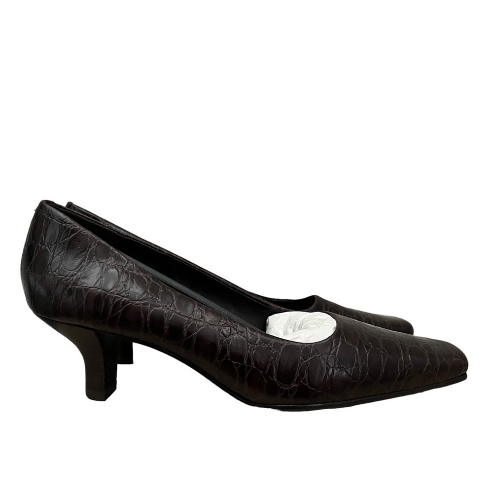 Aerosoles Brown Leather Square Toe‎ Kitten Heels 8.5B